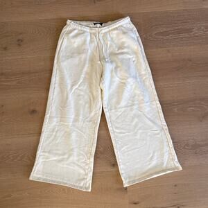 CSB Sweatpants Drawstring Waist Wide Leg Size S Cream